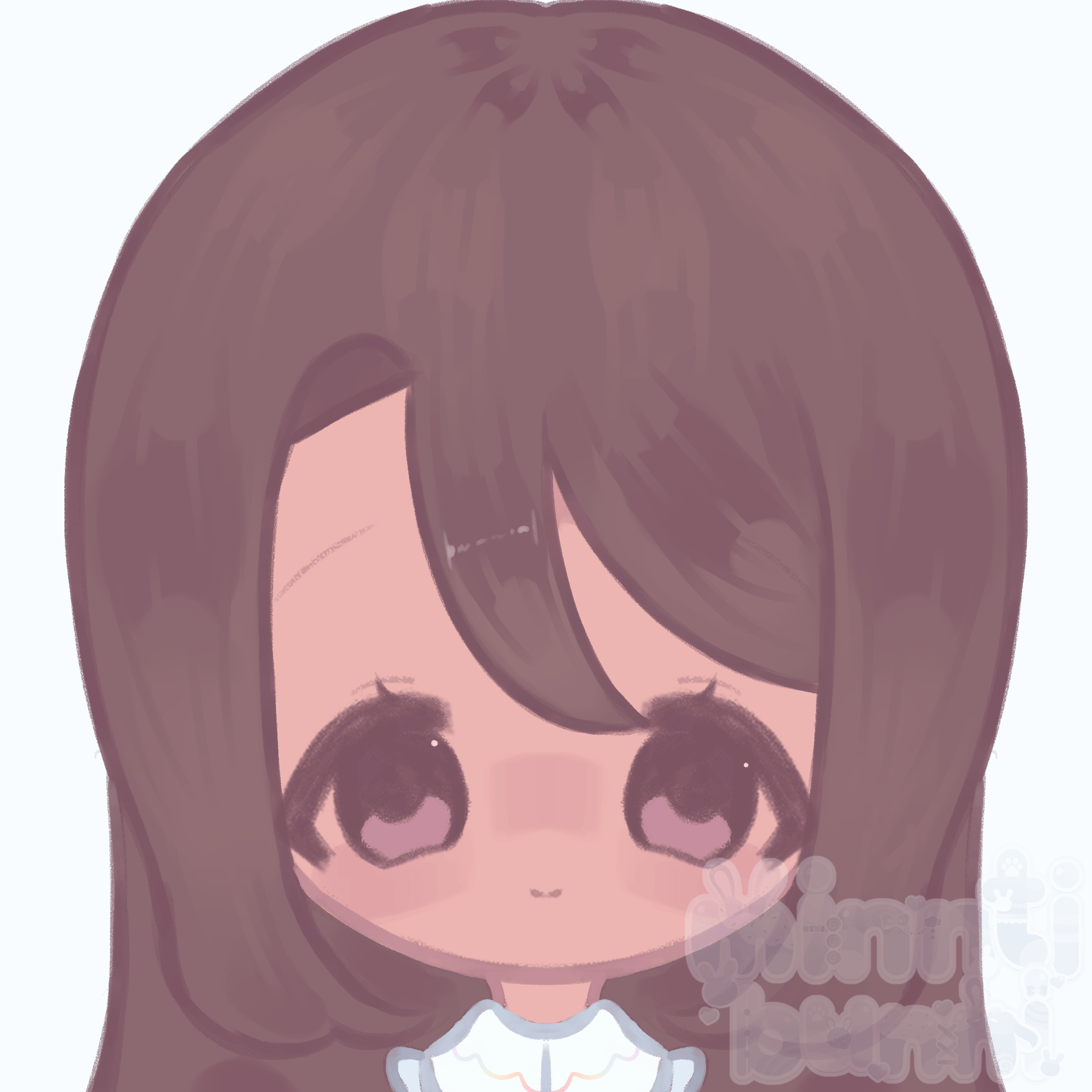 An animated icon illustration of my angel original character. She is blinking.