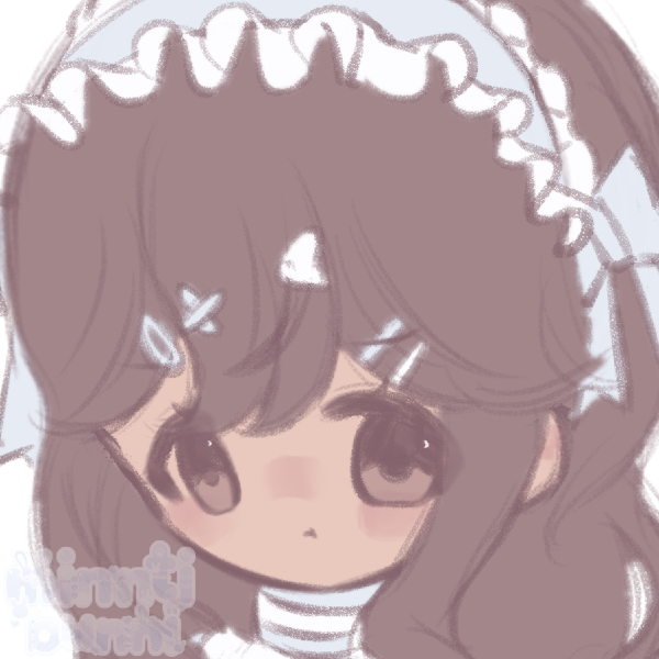 An illustration of my tenshi kaiwai themed original character. She is pouting.
