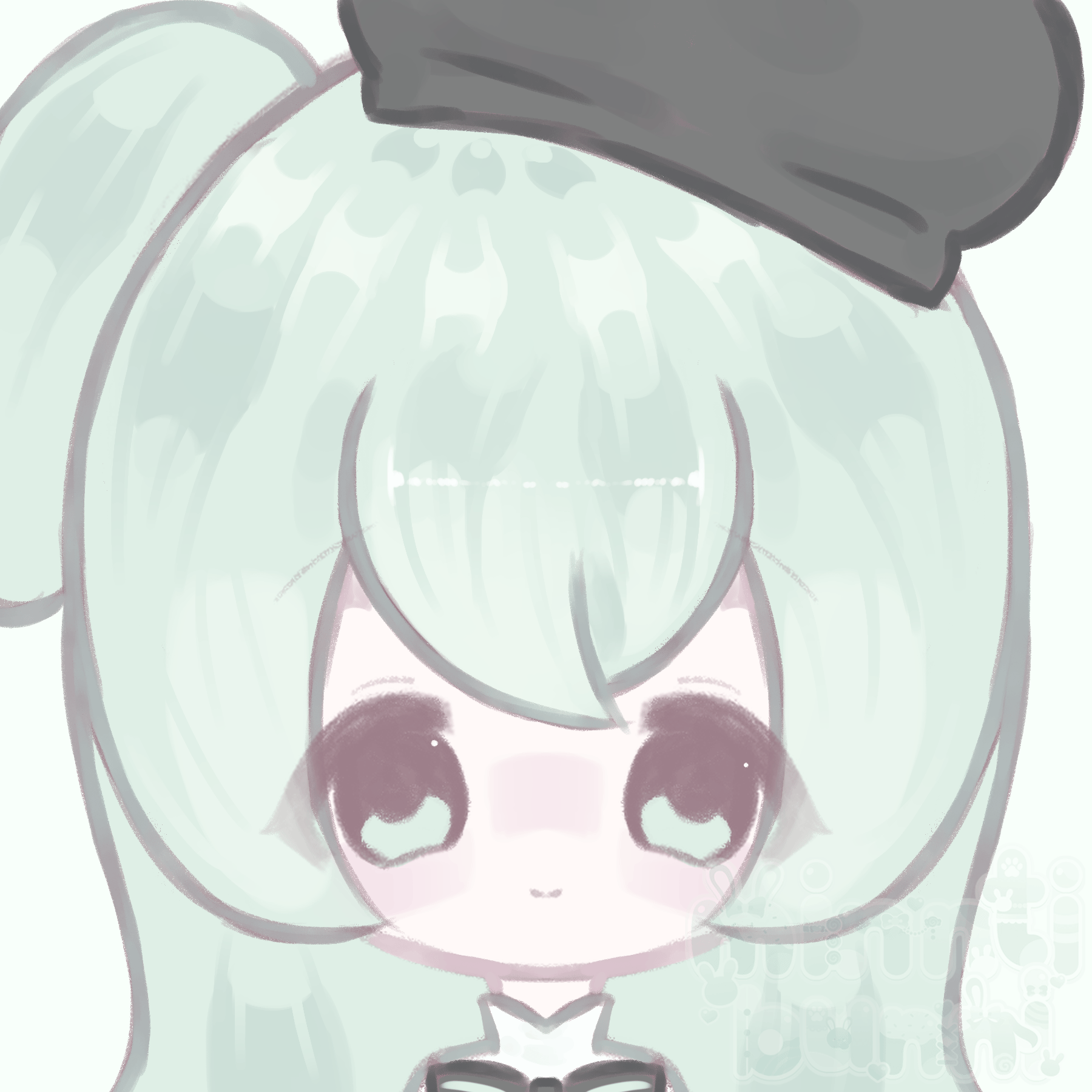 An animated icon illustration of the Vocaloid Macne Nana in chibi form. She is blinking.