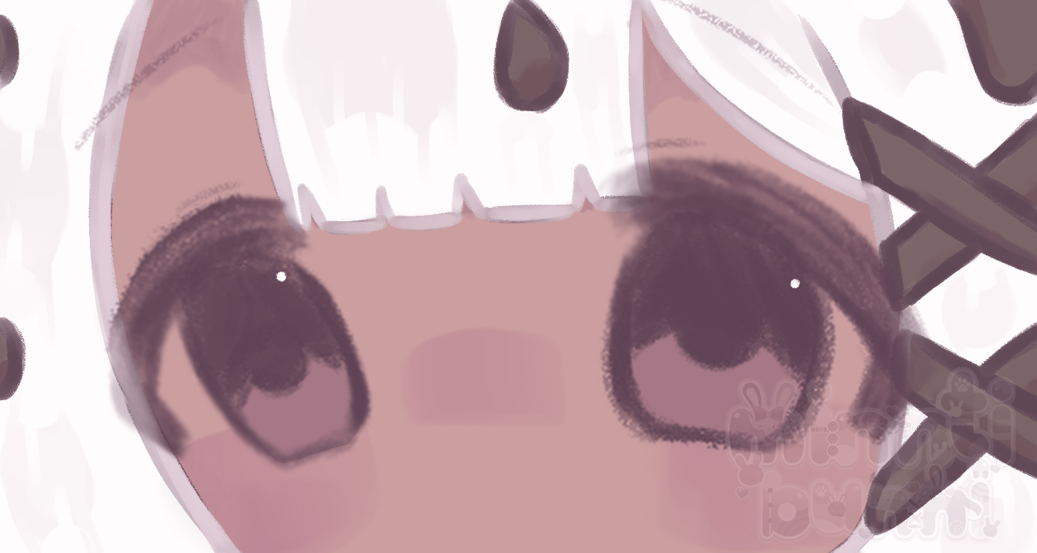 An animated illustration featuring a close up of my original character's eyes blinking.