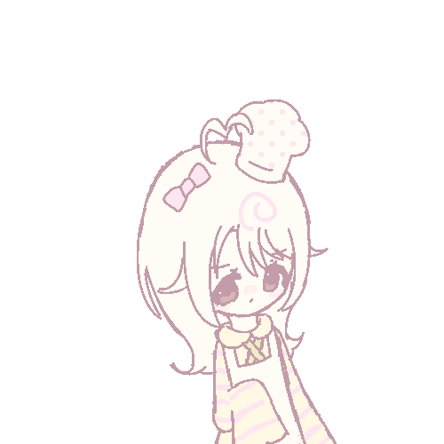 An animated GIF of my doughnut baker original character. She is pouting and has her sleeve up.