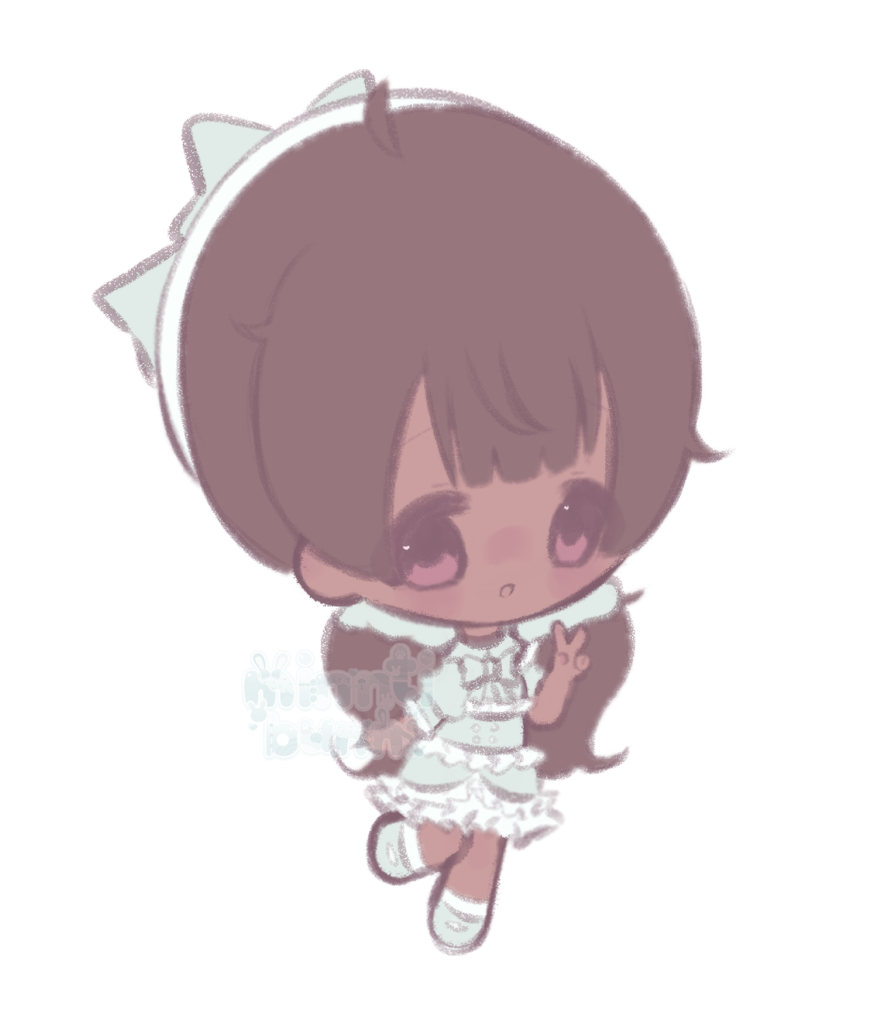 An illustration of the mayor in chibi form. She is smiling and holding up a peace sign.