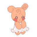An image of the mintbunny Apricotta drawn in pixel style.