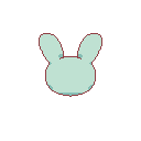 An image of a bunny head drawn in a pixel style.