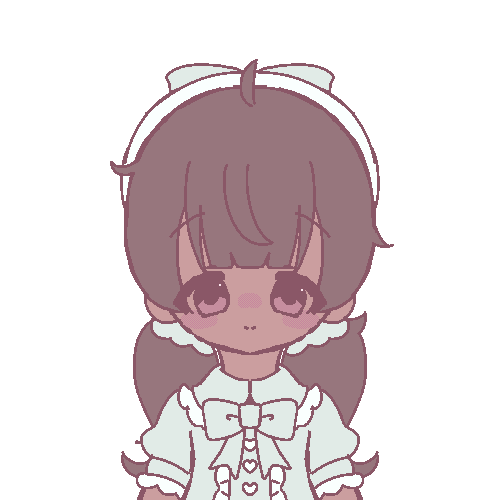 An animated GIF of the mayor drawn in pixel style. They are wearing a beret with a large green bow attatched to it and a green short sleeve blouse. She is blinking.