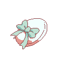 An image of a beret with a green bow attatched on it drawn in pixel style.