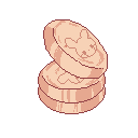 An image of two coins stacked on each other and one coin falling onto the stack drawn in pixel style.