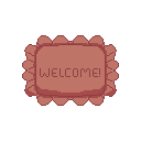 An image of a welcome mat drawn in pixel style.